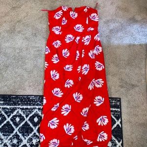 Strapless floral print maxi dress